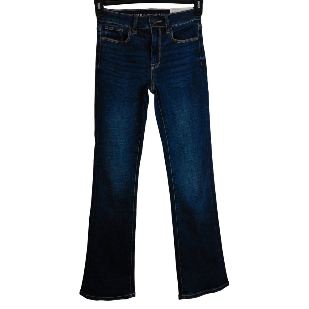 American Eagle High Rise Skinny‎ Kick Jeans Dark Wash Stretch 00 X-Short NWT